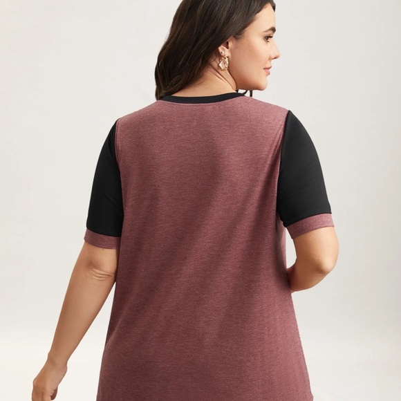 BloomChic Black and Pink Lace Accent Tee - Picture 2 of 5